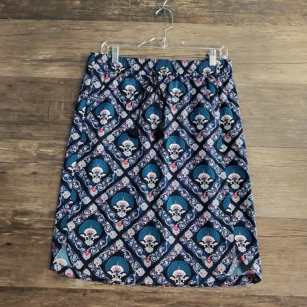 LOFT Navy Floral Pencil Skirt